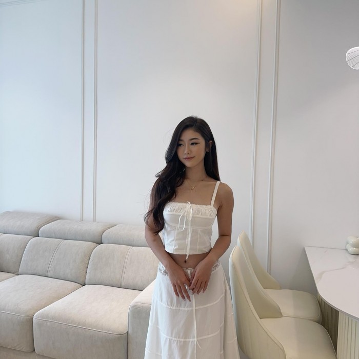 White Lace Crop Top & Long Skirt Set