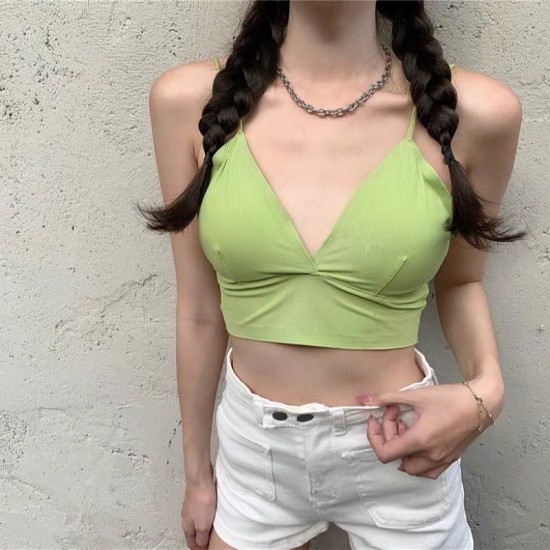 Padded v neck sleeveless crop top