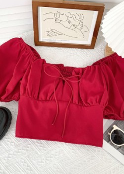 Short Sleeve Crop Top Blouse (CNY2102)