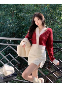 Furry Knitted V Neck Blouse