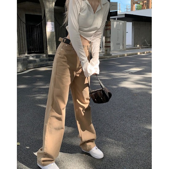 Khaki cargo long pants