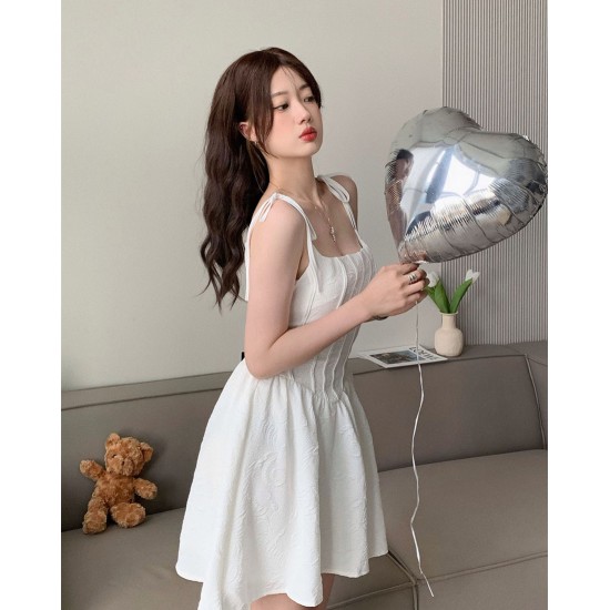 White Self Tie Dress