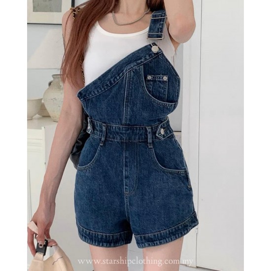 Denim Dungaree Shorts