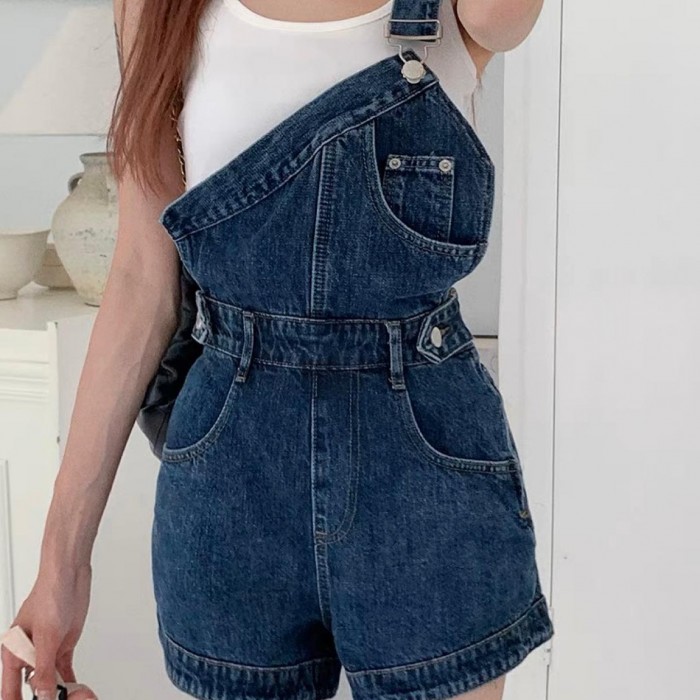 Denim Dungaree Shorts