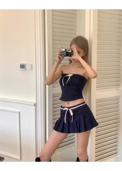 Blue Tube Top & Skirt Set