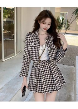 Houndstooth Jacket & Skirt Set