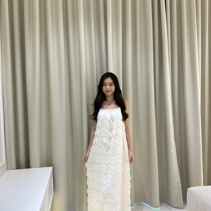 Feather Maxi Sleeveless Long Dress