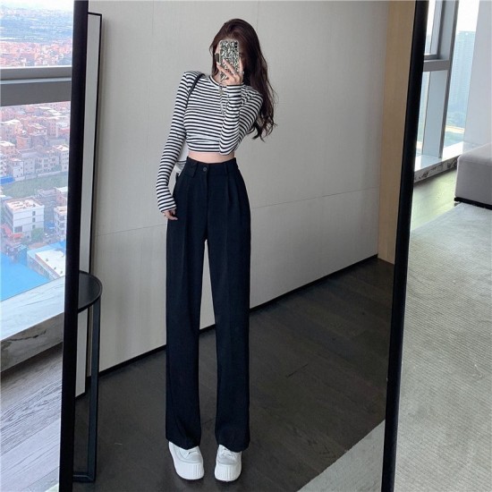 Mini pocket high waist straight trouser