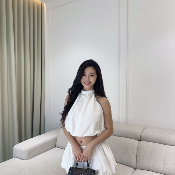White Puffy Top & Skirt Set