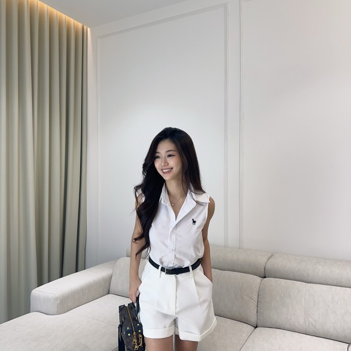 Polo Sleeveless Blouse & Shorts Set (with Belt)