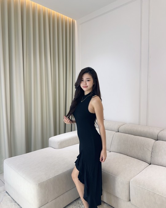 High Neck Sleeveless Slit Front Dress