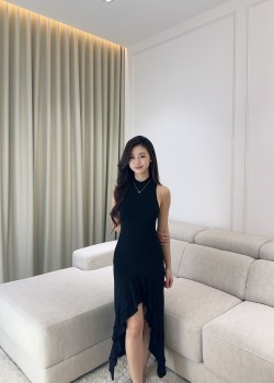 High Neck Sleeveless Slit Front Dress