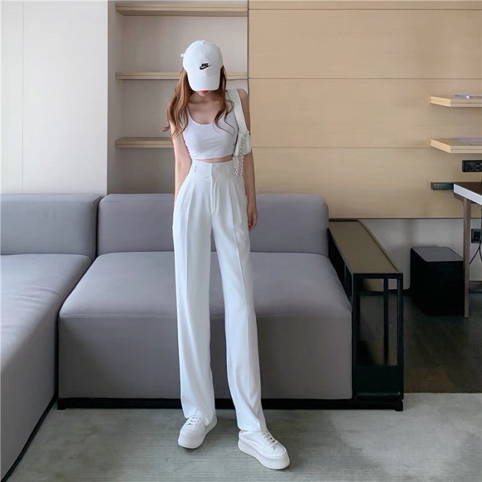 High waist straight trouser