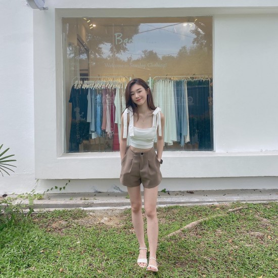 White ribbon crop top