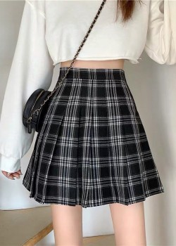 High waist checkered tennis skirt