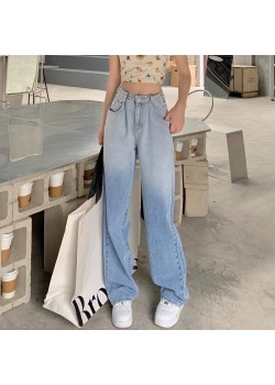 Two tone denim high waist mop jeans