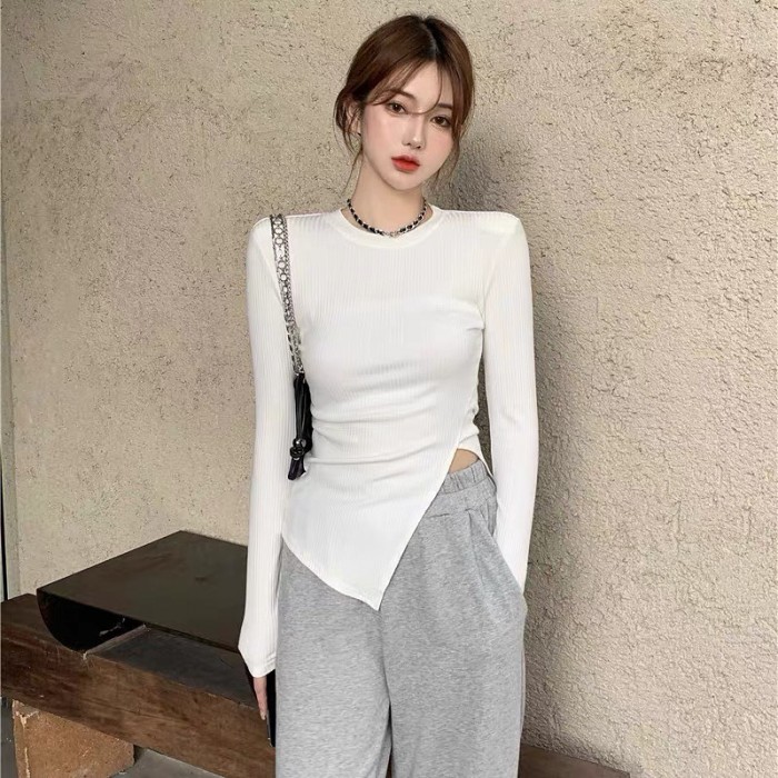 Long sleeve slit blouse