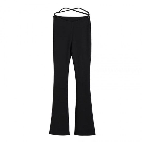 Flared bottom slim black pants