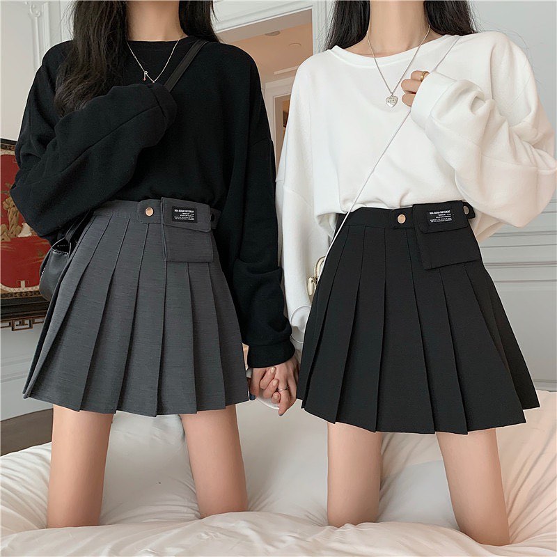 High waist cargo tennis skirt