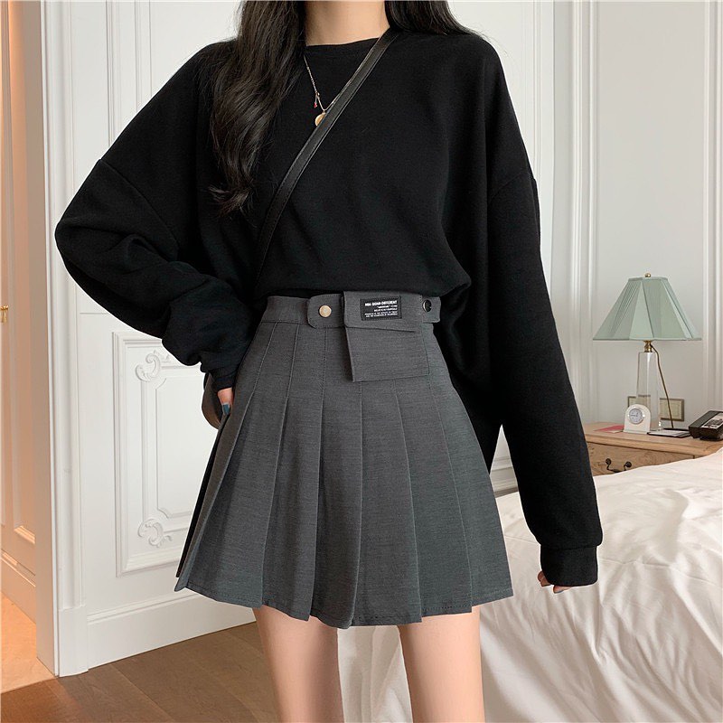 High waist cargo tennis skirt