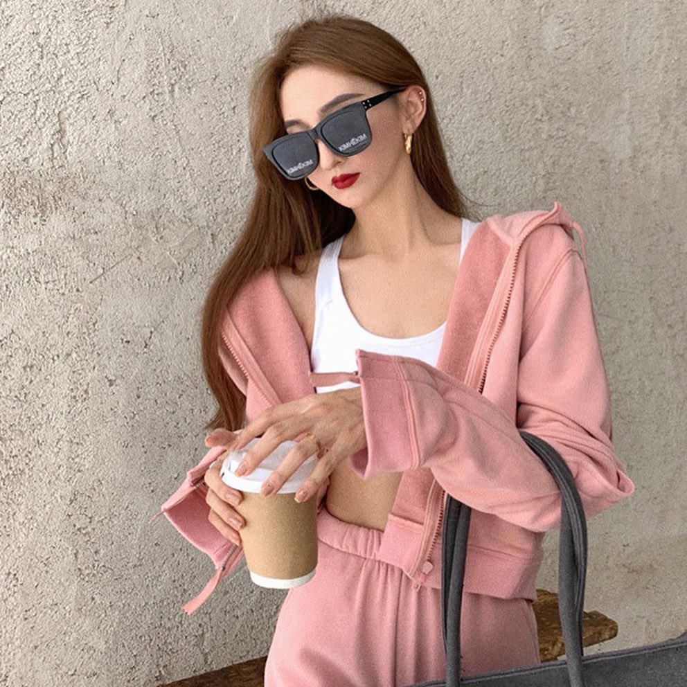 Jacket & stretchable long pants set wear