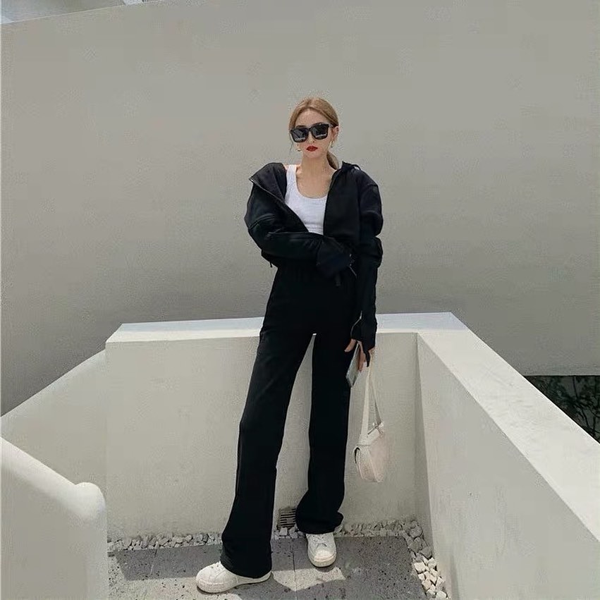 Jacket & stretchable long pants set wear