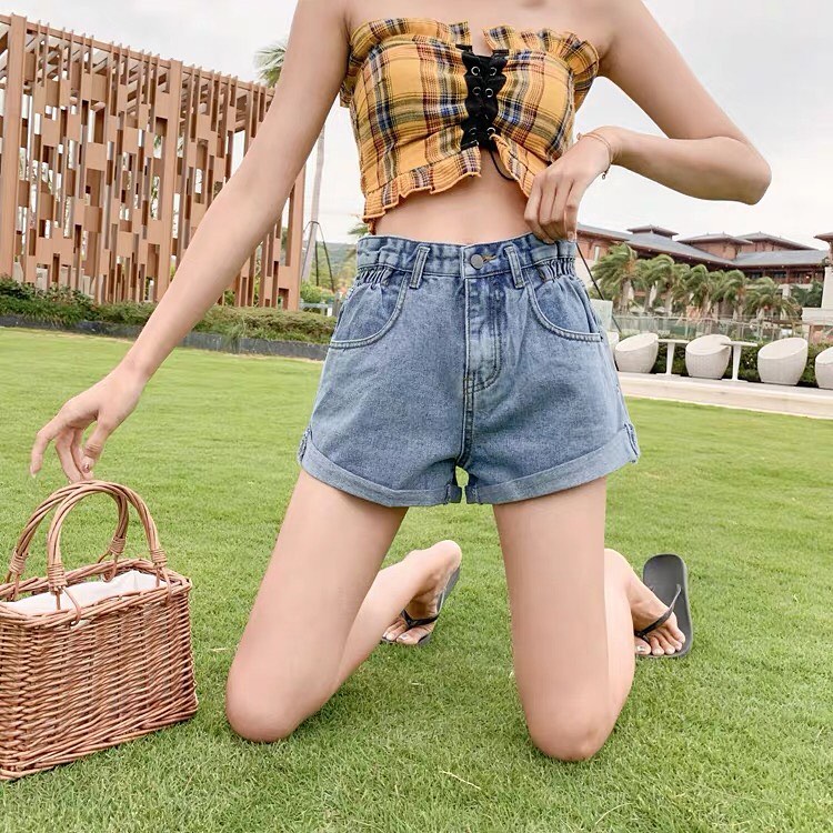 Denim short pants