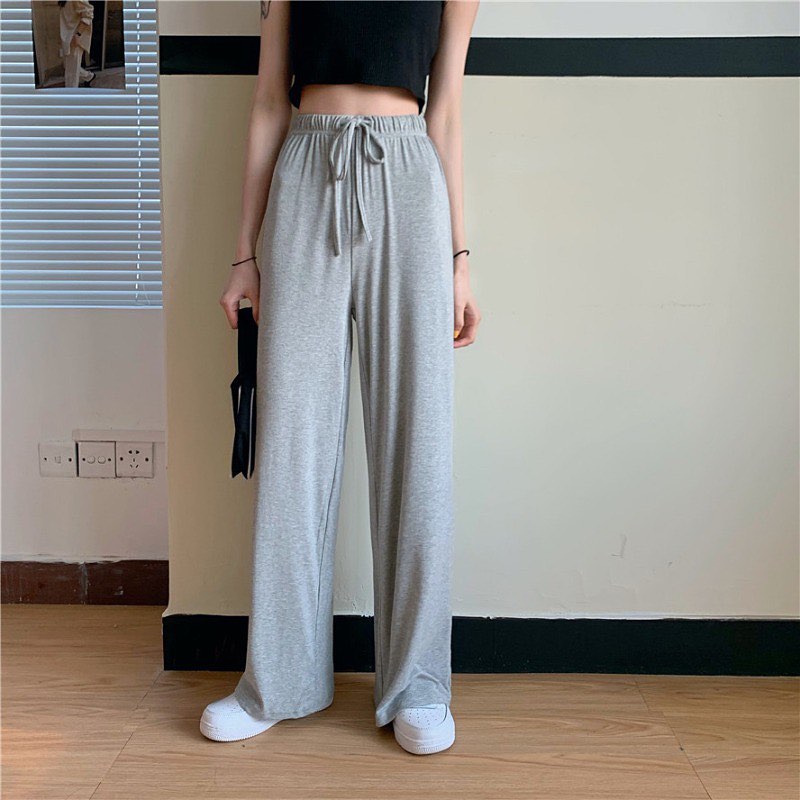 High waist wide leg straight pants