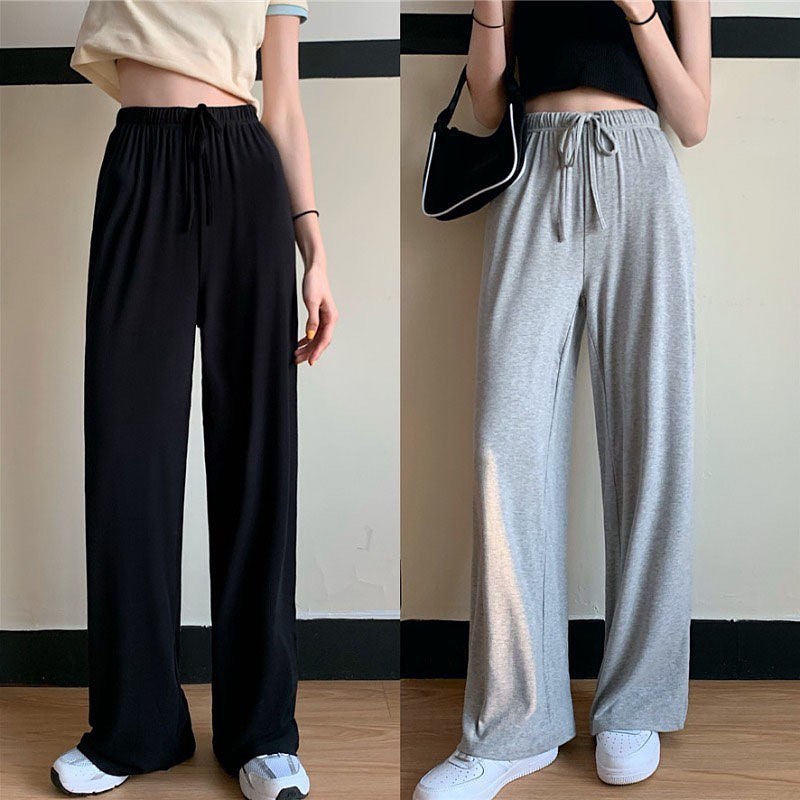 High waist wide leg straight pants