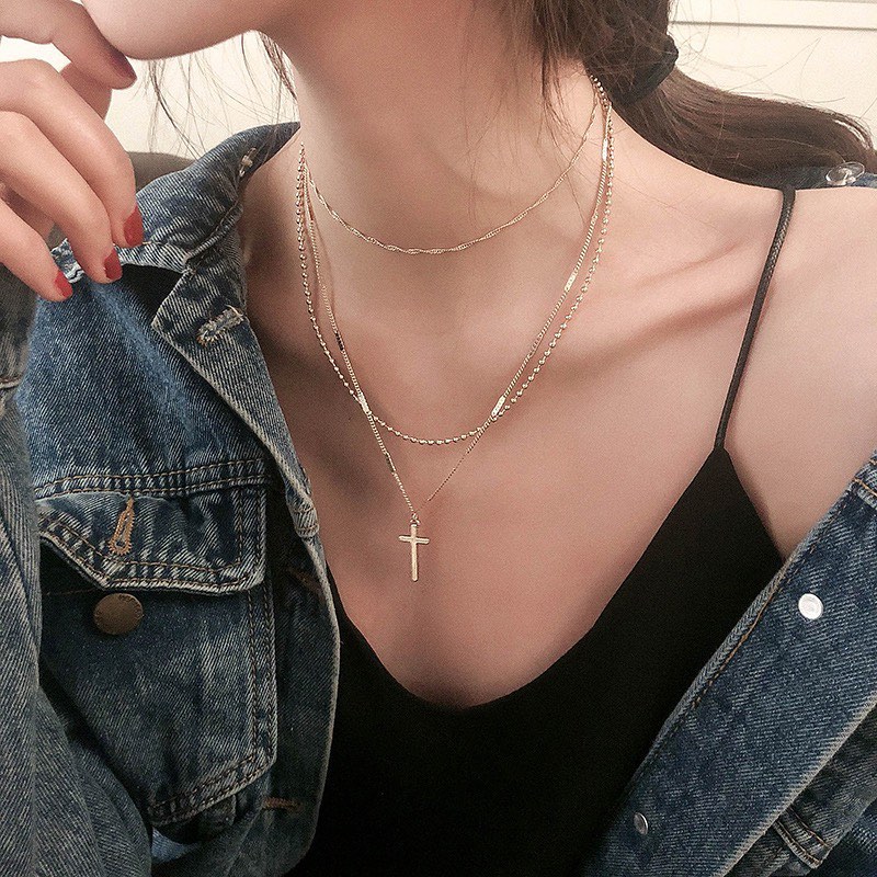 Cross layered necklace