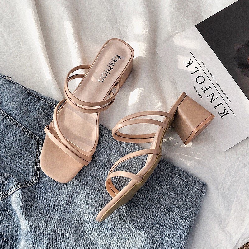 Roma peep toe thick heels 