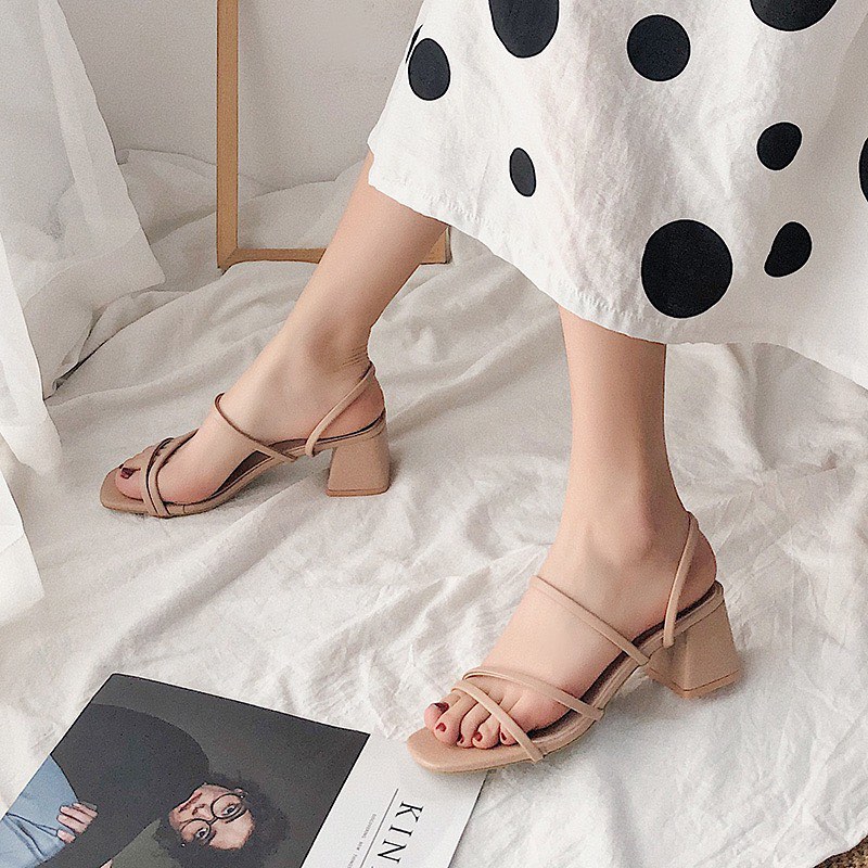 Roma peep toe thick heels 