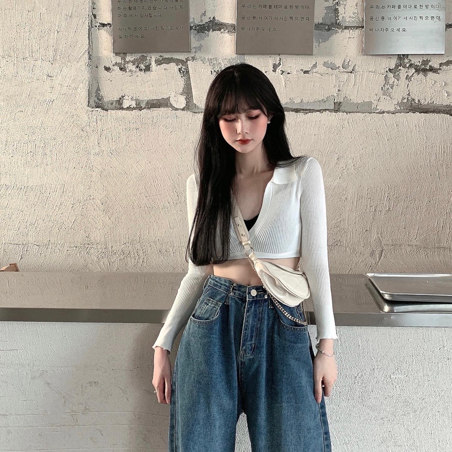 High waist side buckle high waist pants