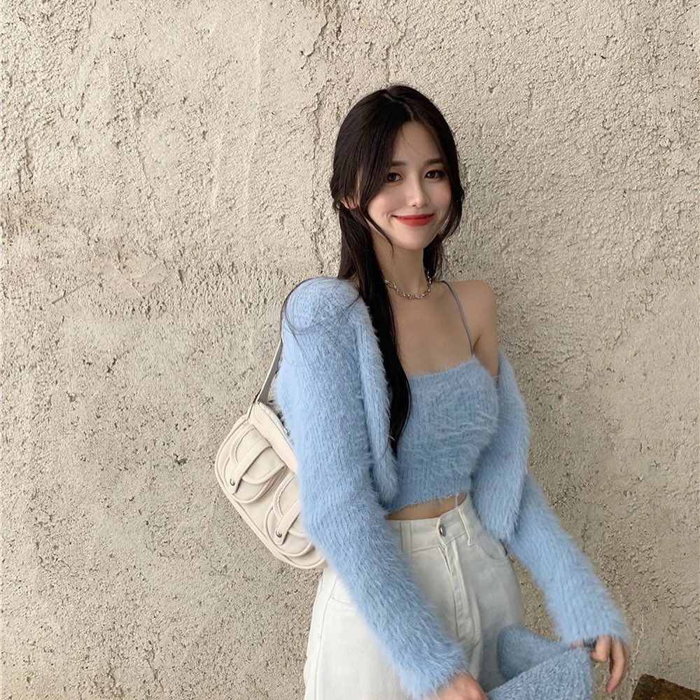 Two-piece knitted cardigan & singlet