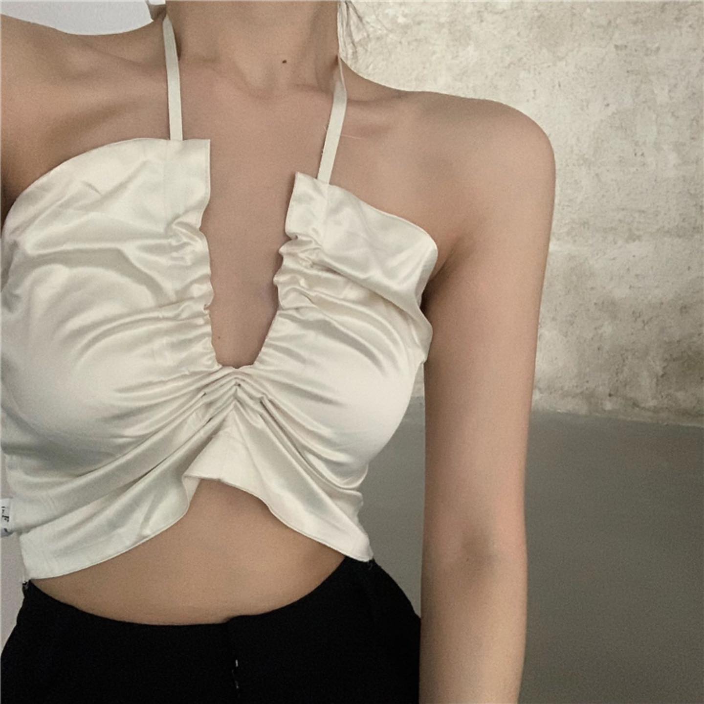 White self tie top