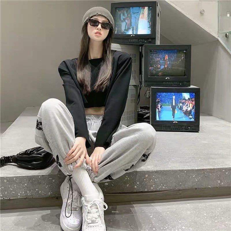 Side butterfly high waist stretchable pants