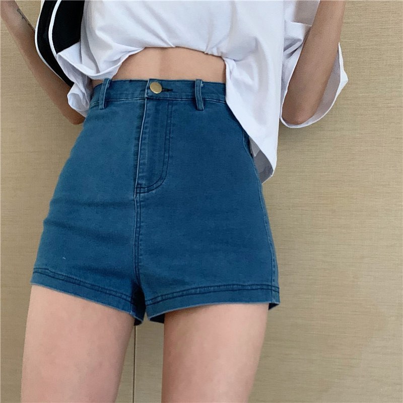 Inky high waist denim shorts