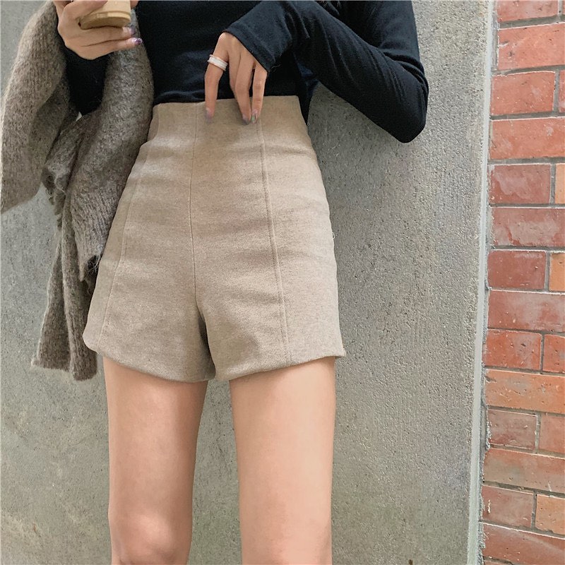 High waist mini side zipper shorts