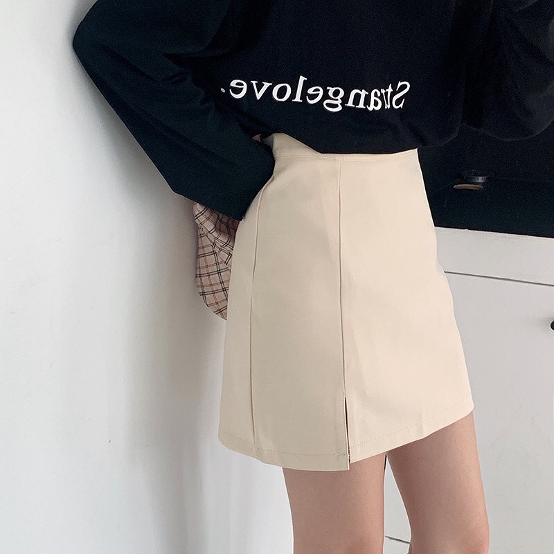 Mini slit high waist skirt