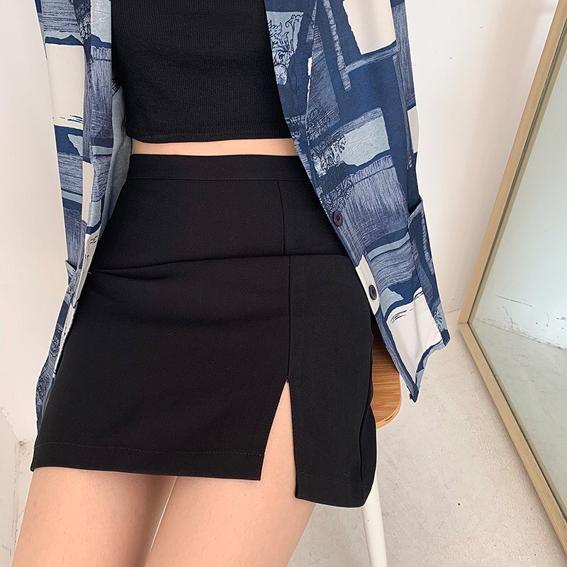 Mini slit high waist skirt