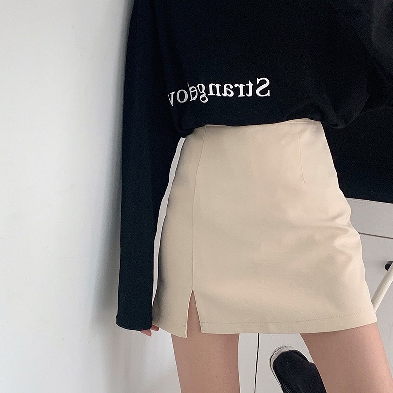 Mini slit high waist skirt