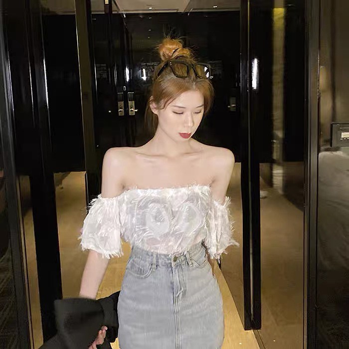 Feather off shoulder top