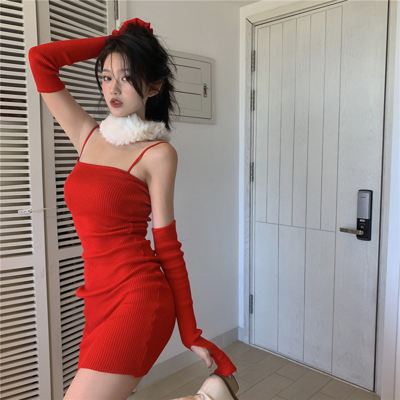 Red Dress With Sleeve (CNY001)