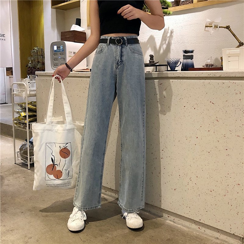 Penny denim high waist straight pants