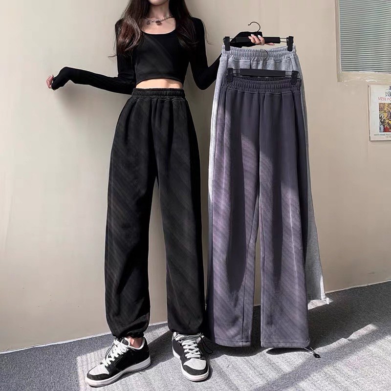 High waist cotton drawstring pants
