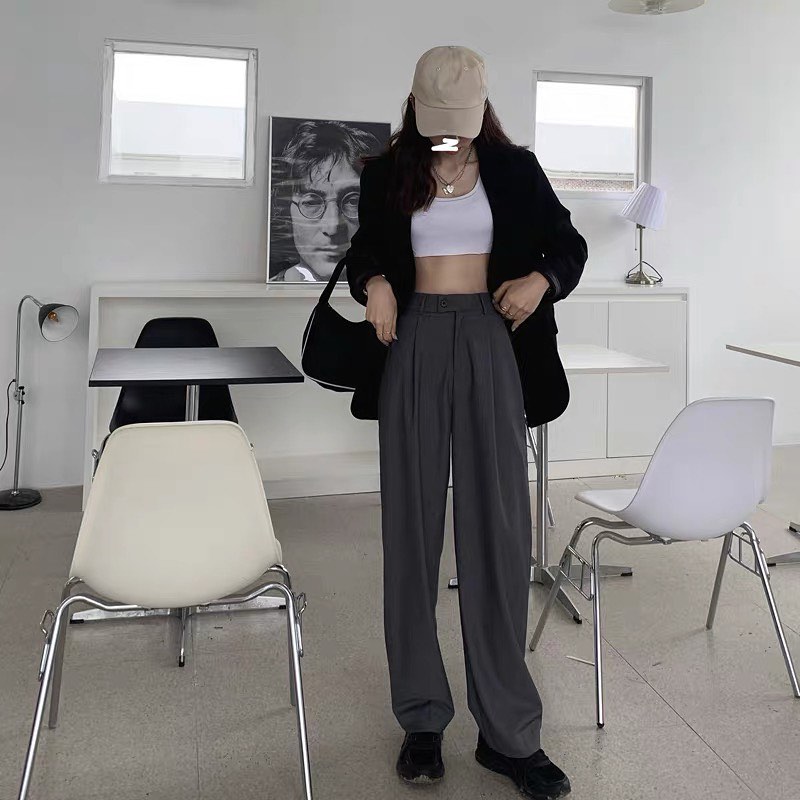 High waist button pants