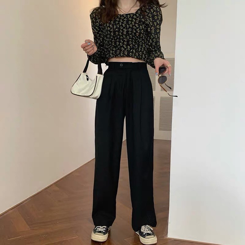 High waist button pants
