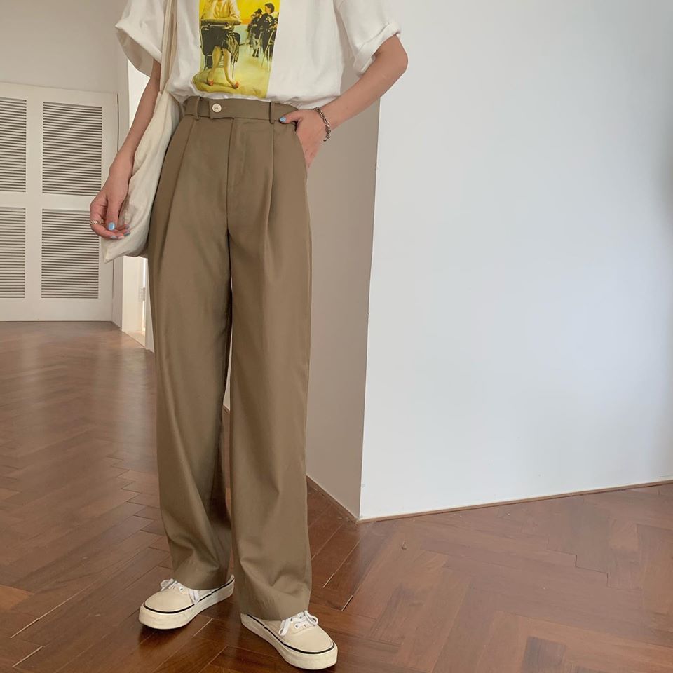 High waist button pants