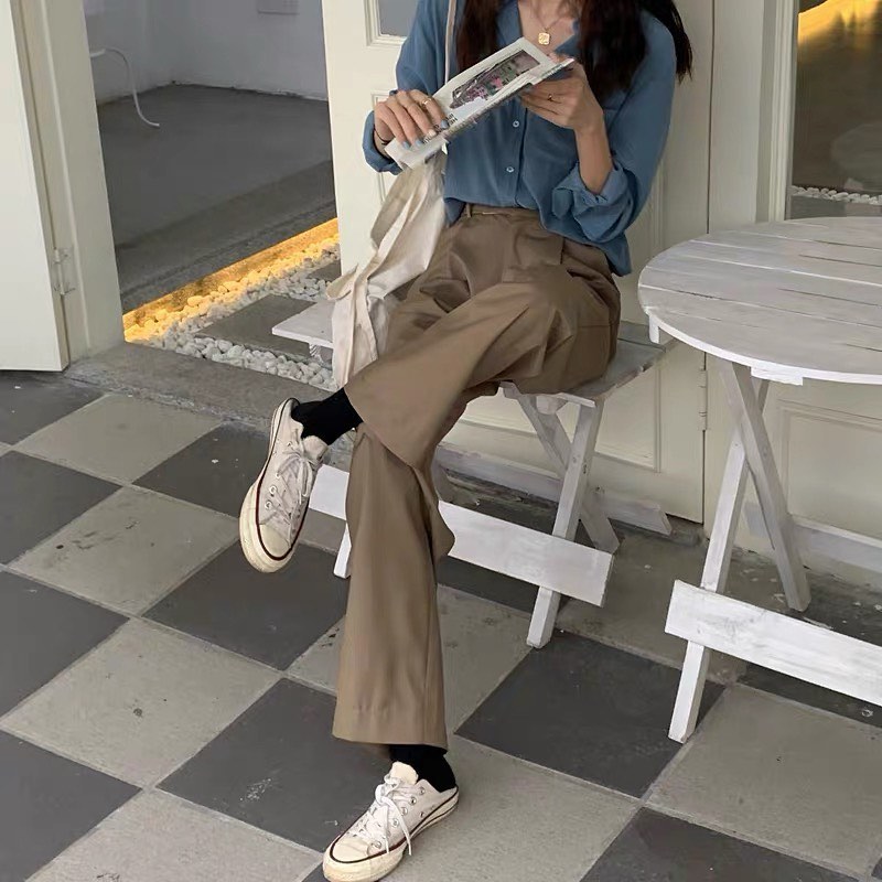 High waist button pants