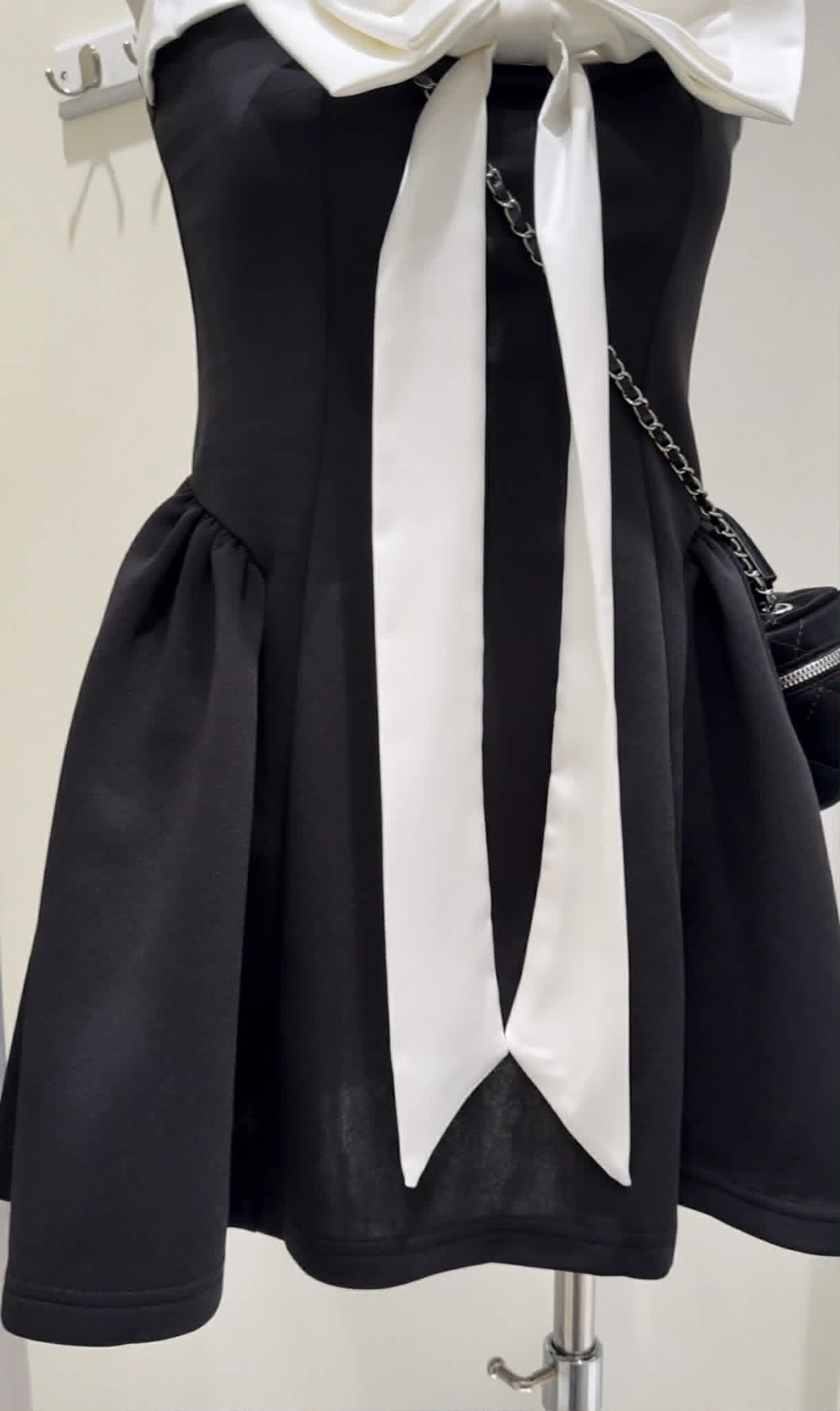 Black Tube Ribbon Dress